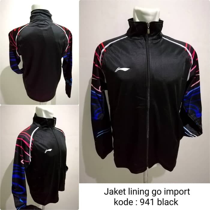 Jaket badminton Lining china 941 BLACK jaket olahraga lining import
