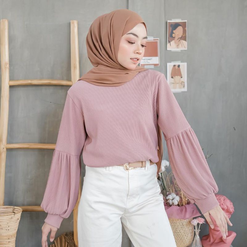 Baju Tangan Balon Rosabbel Blouse Syakila / Viral Tiktok