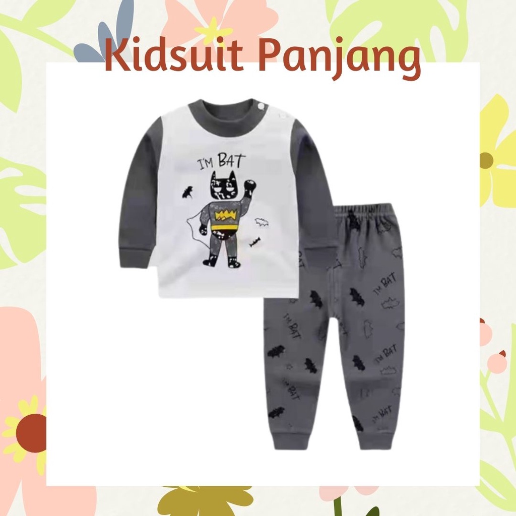 Plazababyku KIDS SUIT PANJANG H5 Setelan Anak Bahan Kaos Lengan + Celana Berkualitas Import NEW3