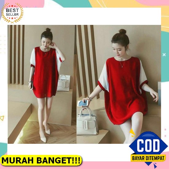 Vneck Maxi Square Dress Wanita Promo Murah Berkualitas - Gaun Loose Bahan Katun Motif Kotak Kotak Sl