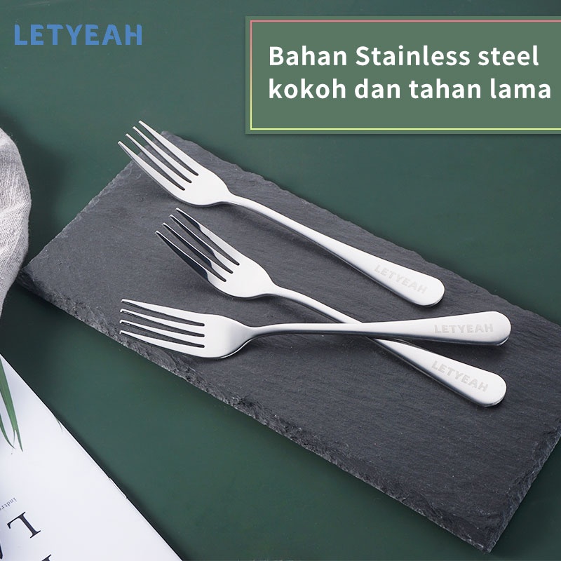 letyeah garpu makan stainless 1 set isi 3pcs / tas penyimpanan free