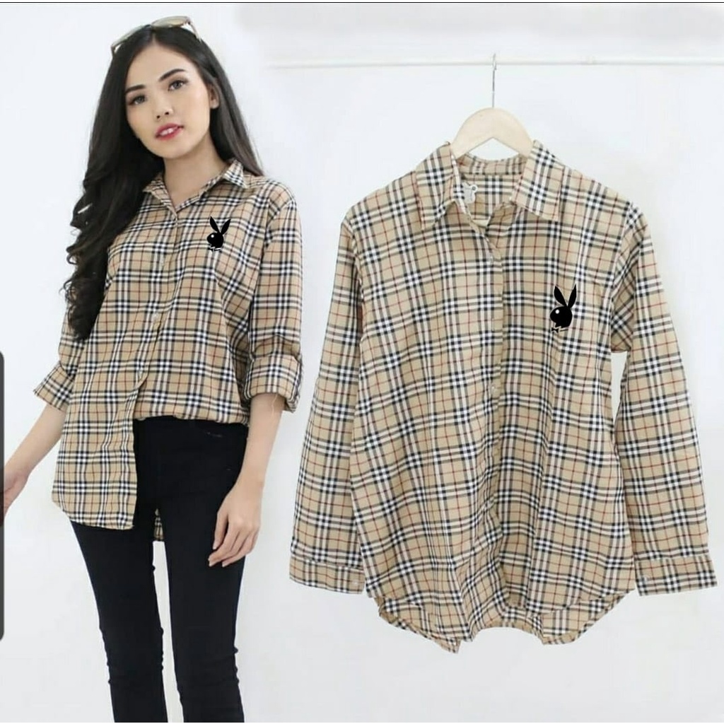 FWG - KEMEJA KOTAK PB / KEMEJA WANITA / KEMEJA KERJA / PAKAIAN WANITA KOTAK KEMEJA