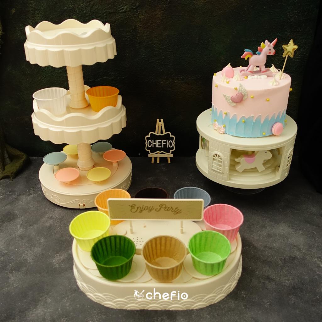 Go Round Rotating Table Meja CupCake Putar Meja Display Sushi Dessert