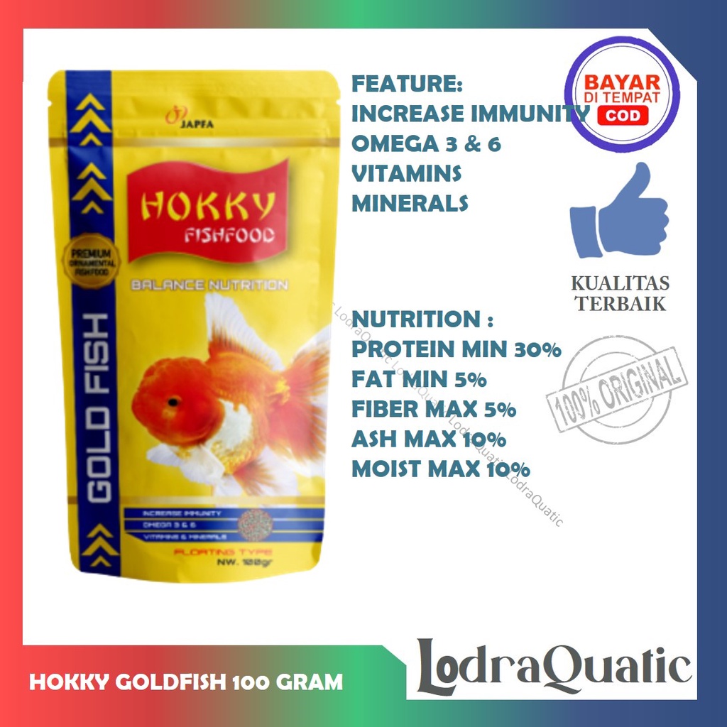 {HOKKY GOLDFISH 100 GRAM} PROMO MURAH MAKANAN PELET IKAN HIAS HOKKY GOLDFISH 100 GRAM FISH FOOD PELET IKAN KOKI PAKAN IKAN HIAS PAKAN IKAN MAS