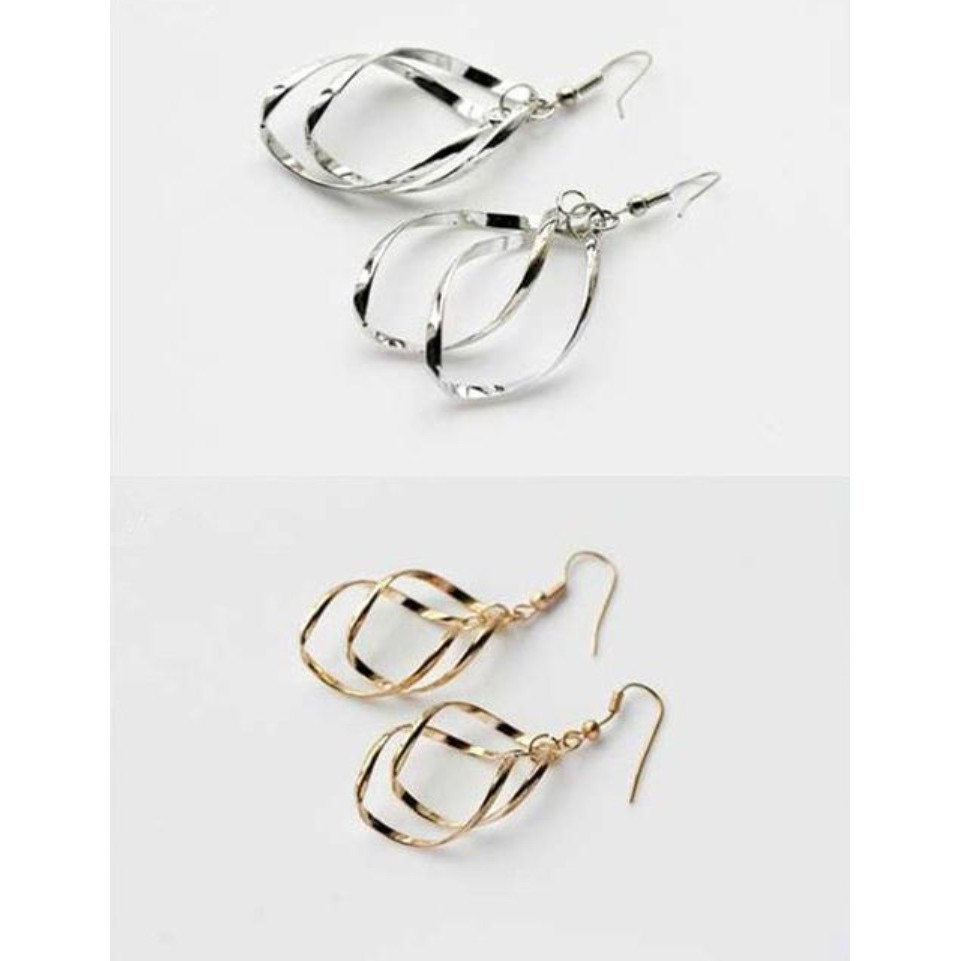 Anting Tusuk E79 DOUBLE LAYER  Korea Fashion Women Titanium Alloy Earring Giwang Wanita