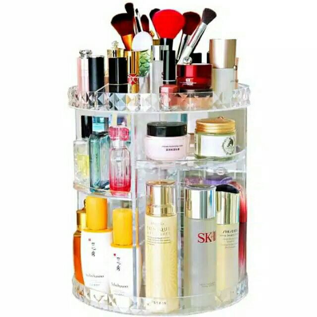 Rak Kosmetik Putar Diamond COSMETIC ORGANIZER Putar 360 Rak Make Up Anti Berantakan Storage Tempat Kosmetik Akrillik Bening