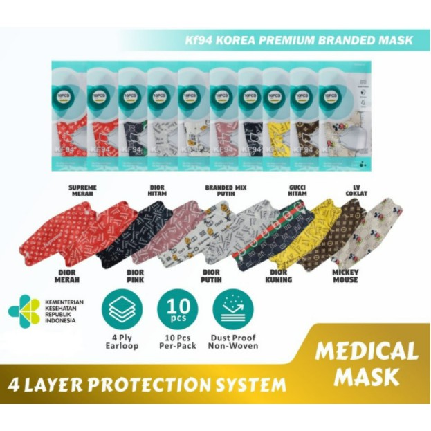 Masker KF94 Korea Premium Import  4Ply Miror Convex Evo  isi 10 Pcs / Masker Branded KF94 / Masker