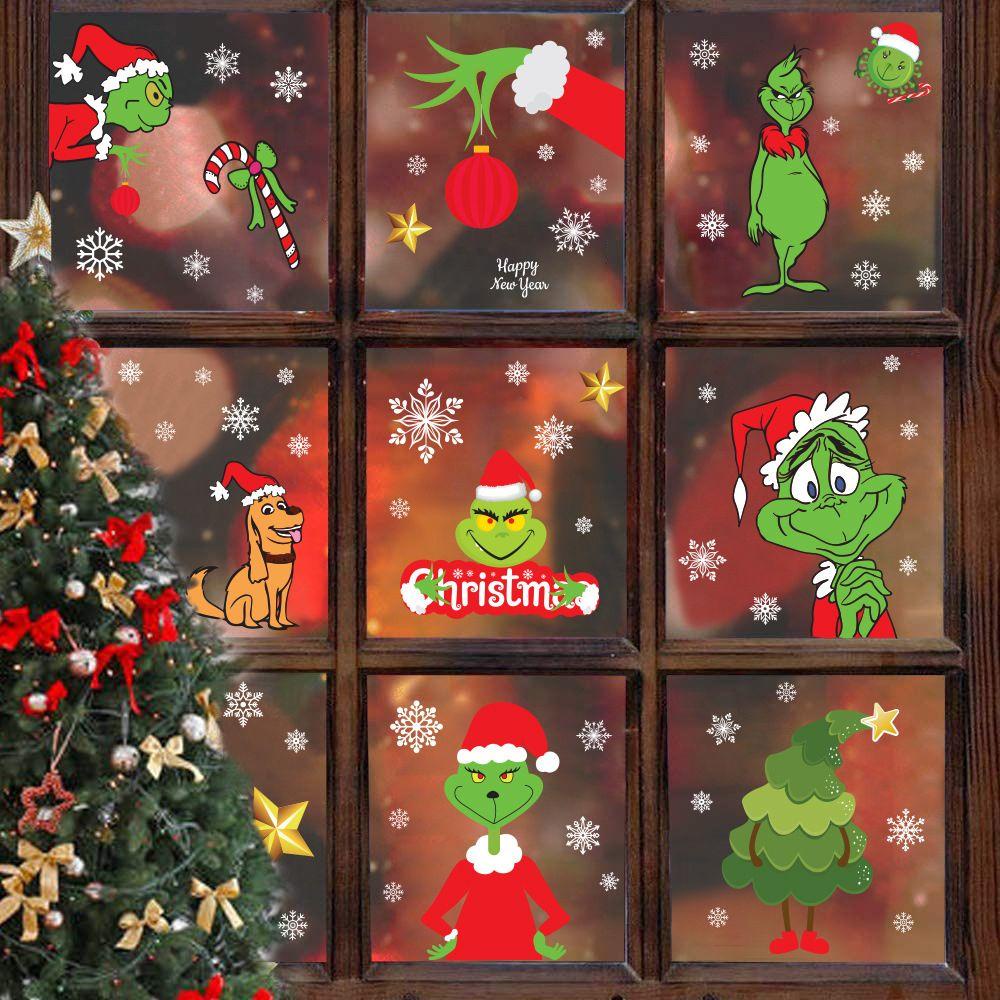 Populer 8PCs Stiker Kaca Lucu Kreatif Tahun Baru Wallpaper Merry Christmas Natal Stiker Jendela