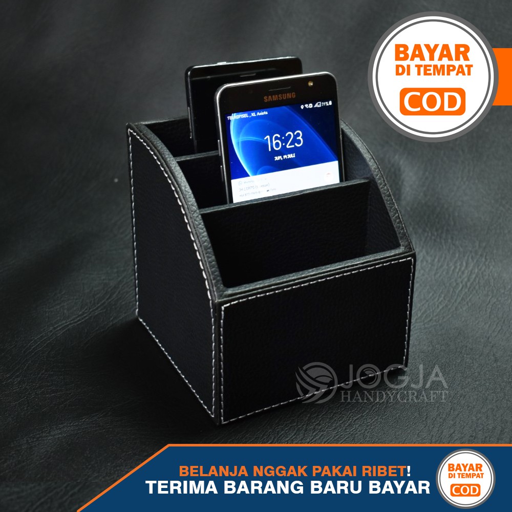 Tempat hp / Holder Handphone / Desktop Organizer Cover Kulit Sintetis