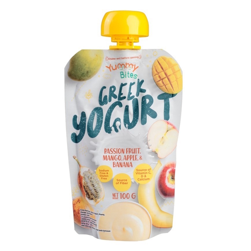 Yummy Bites Greek Yogurt Passion Fruit Mango, Apple &amp; Banana 100gr