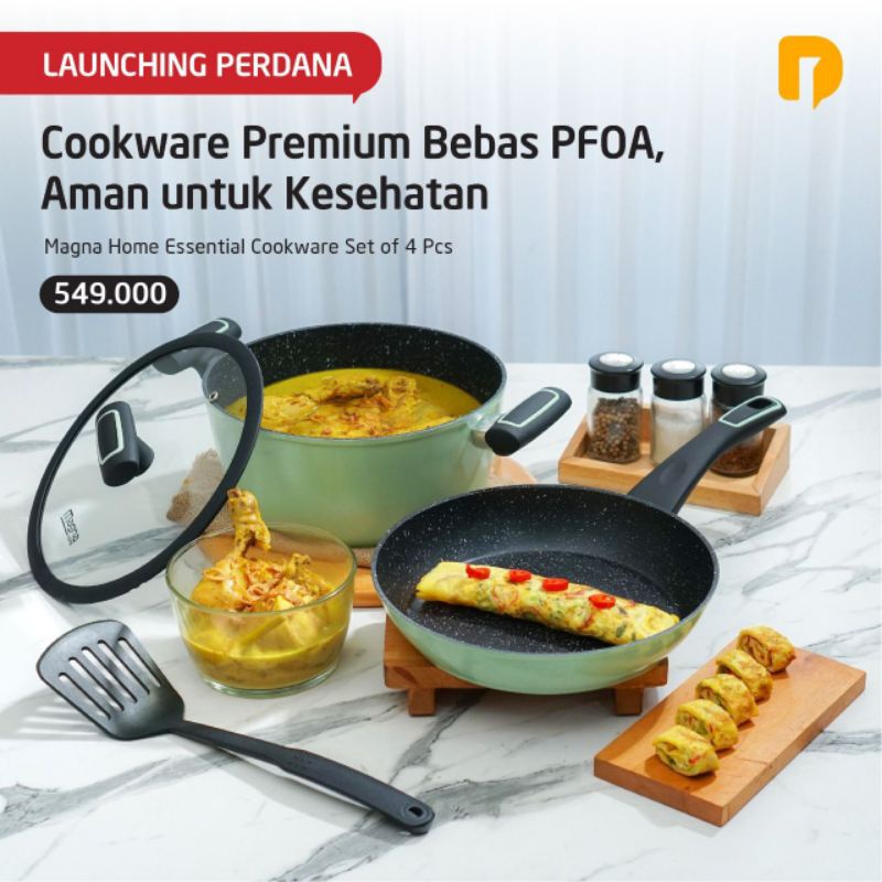 ALAT MASAK SET ANTI LENGKET MAGNA HOME ESSENTIAL COOKWARE SET OF 4PCS