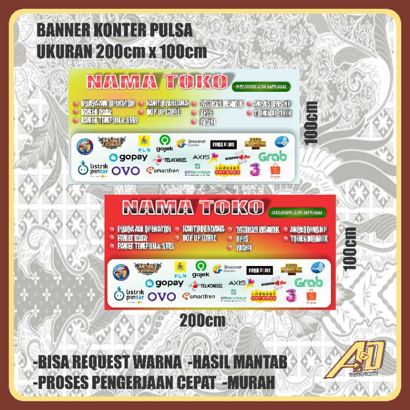 banner ukuran 200cm x 100cm