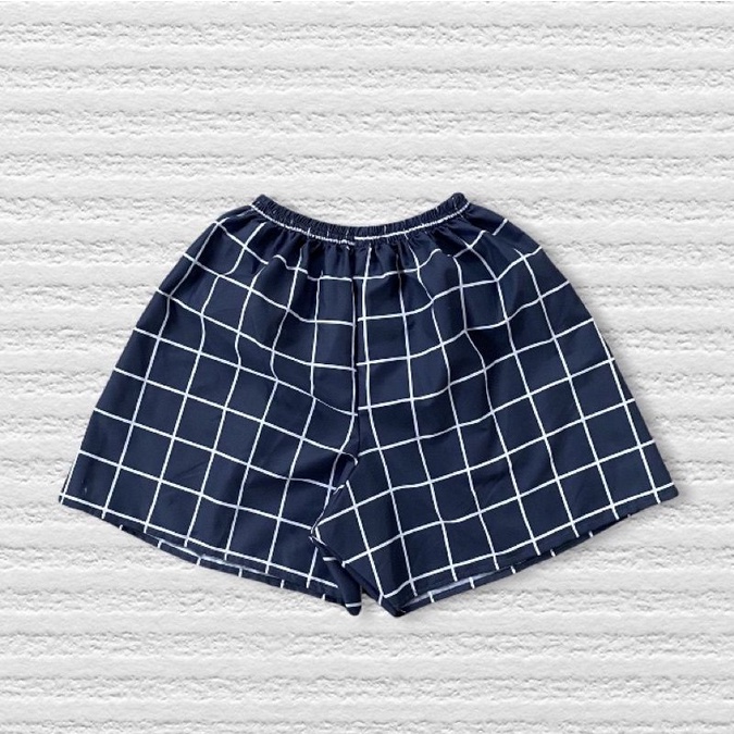celana tartan pendek pria wanita kolor unisex celana pendek