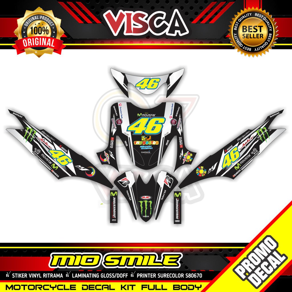 COD / Bayar Ditempat Decal Mio Smile Striping Yamaha Mio Smile Stiker Motor Mio Smile  VR46