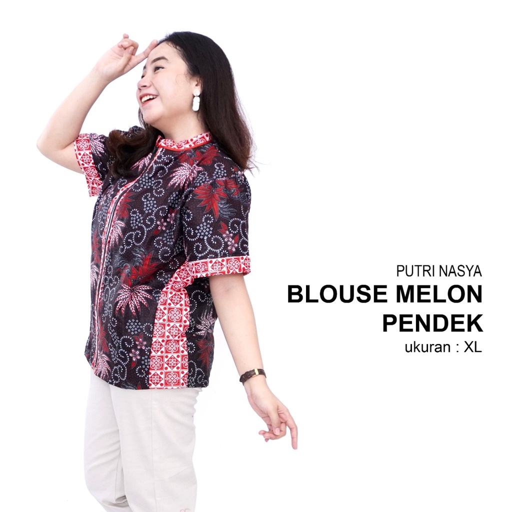 Blouse Big Size Formal Atasan Batik Jumbo Wanita S-M-L-XL-XXL-3L-4L-5L Blus Jumbo Kantor Kerja Batik