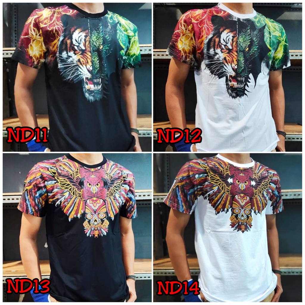 Dr_Jackel Baju sablon motif terbaru ND 11-14 Kaos 3d Motif Naga & Harimau Fashion Premium Kualitas