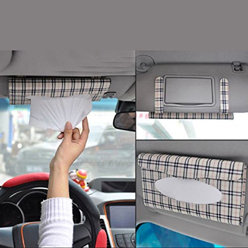 Car Tissue Box Organizer Tempat Tissue Mobil Motif Kotak burberry Jepit Sunvisor Cream