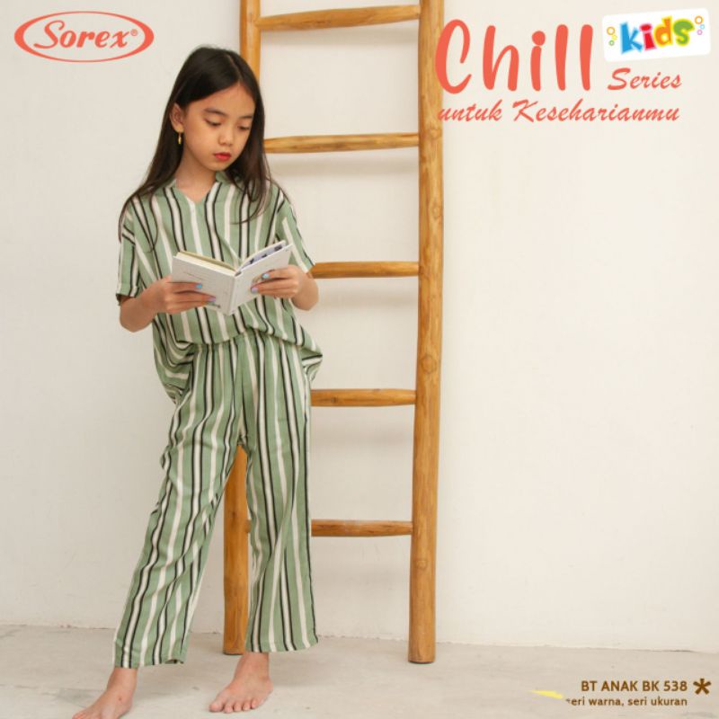 Sorex Kids Baju Tidur Anak perempuan BK 538 (1 Set Atasan pendek + Celana Panjang chilli Series Piyama