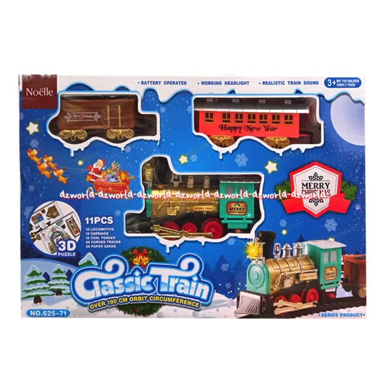 Noelle Christmas Classic Train 190cm Kereta Api Klasik Natal Sinterklass dengan Puzzle