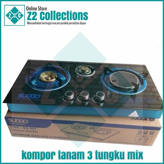 KOMPOR TANAM SUGGO 3 TUNGKU MIX ( 2 TUNGKU GAS + 1 TUNGKU BARA ) TERBARU4524