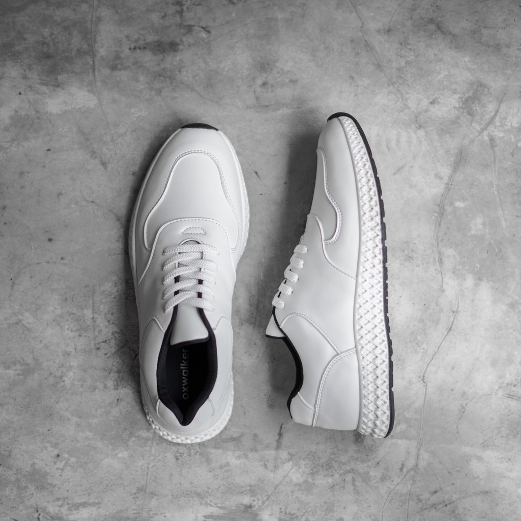 [COD] TRAX WHITE OXWALKER SEPATU PUTIH PRIA KULIT SNEAKERS SPORT CASUAL POLOS KASUAL - FOOTWEAR