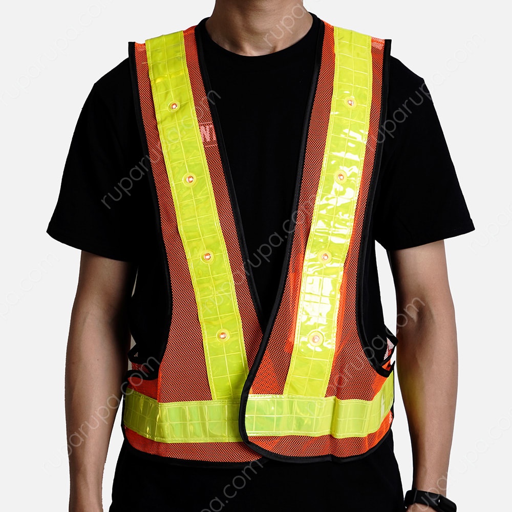 Krisbow Rompi Pengaman Led - Oranye/Kuning Hitam Kuning