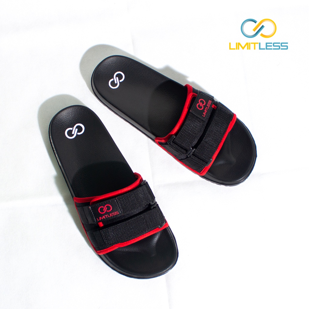 Sandal Pria Distro Limitless Anti Slip Sendal Slide Pria Selop Slip On Terbaru Sendal Cowok Dewasa Casual Hitam