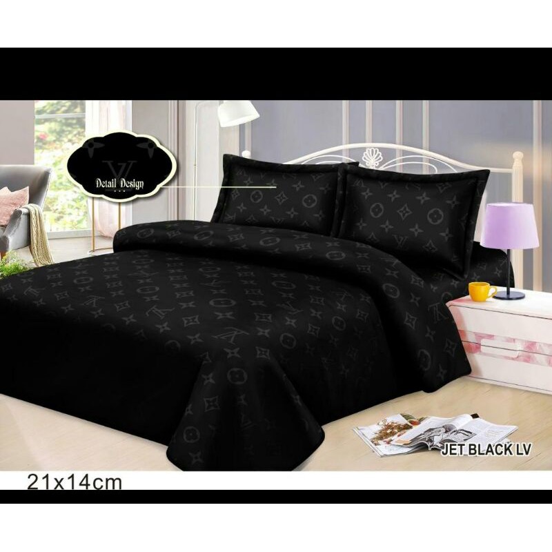 SPREI 160X200 T20cm Seprai Set Sarung Bantal Guling Katun Motif Aesthetic Kotak Hitam Bunga Pink Homemade Adem Tidak Luntur