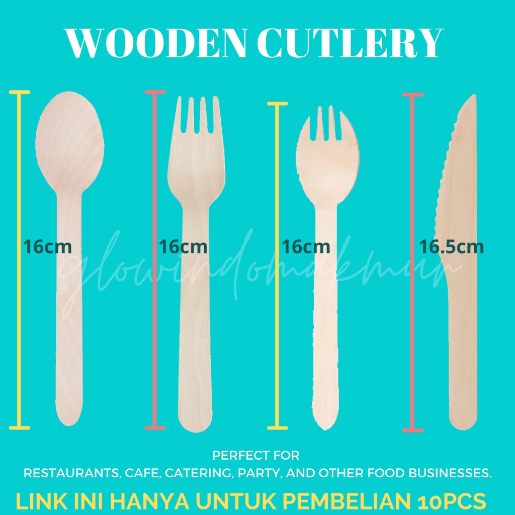 10PCS Sendok Kayu Wooden Spoon Sendok Dessert Kayu Sendok Makan Kayu Garpu Kayu Spork