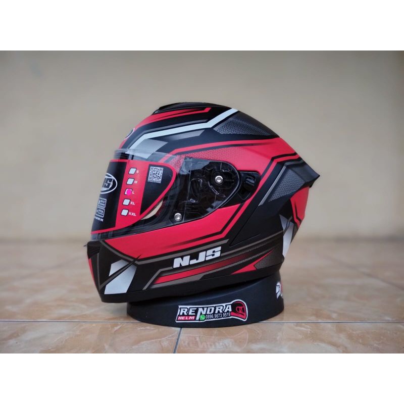 Helm NJS Zx1 Motif/ Poloss. NJS ZX- 1R Solid White. Original 100% ( Ogkir Termurah 2kg )-Zx-1 NK Red Doff