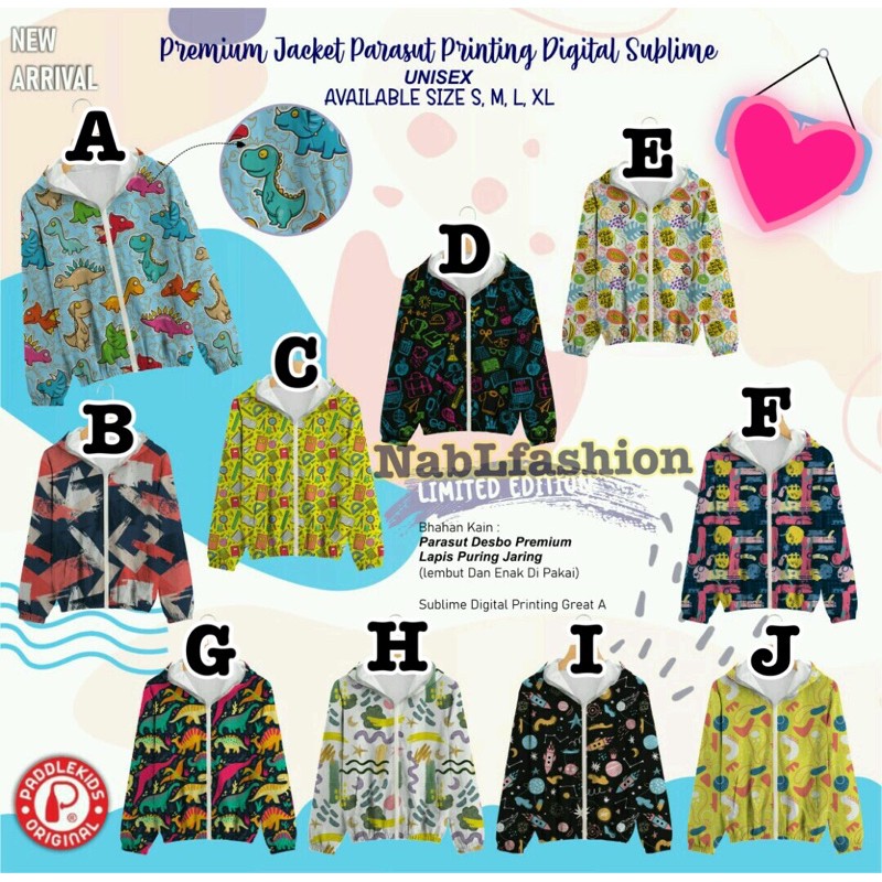 JACKET PARASUT ANAK PADDLE KIDS JAKET PRINTING PADDLEKIDS NABLFASHION