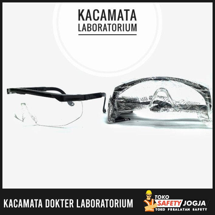 KACAMATA SAFETY DOKTER LABORATORIUM GERINDA MOTOR ANTI DEBU ANTI VIRUS