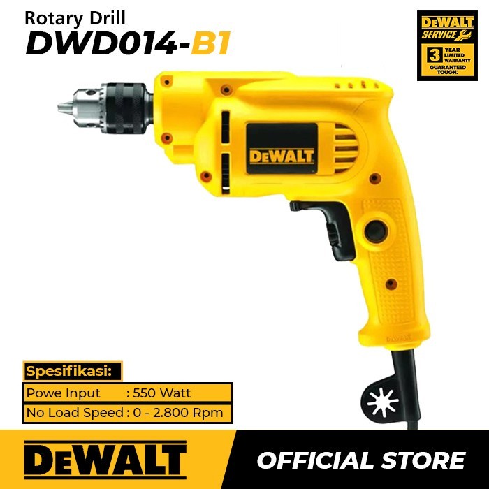 DEWALT dwd014 550w 10 mm bor kayu besi tangan rotary drill non impact