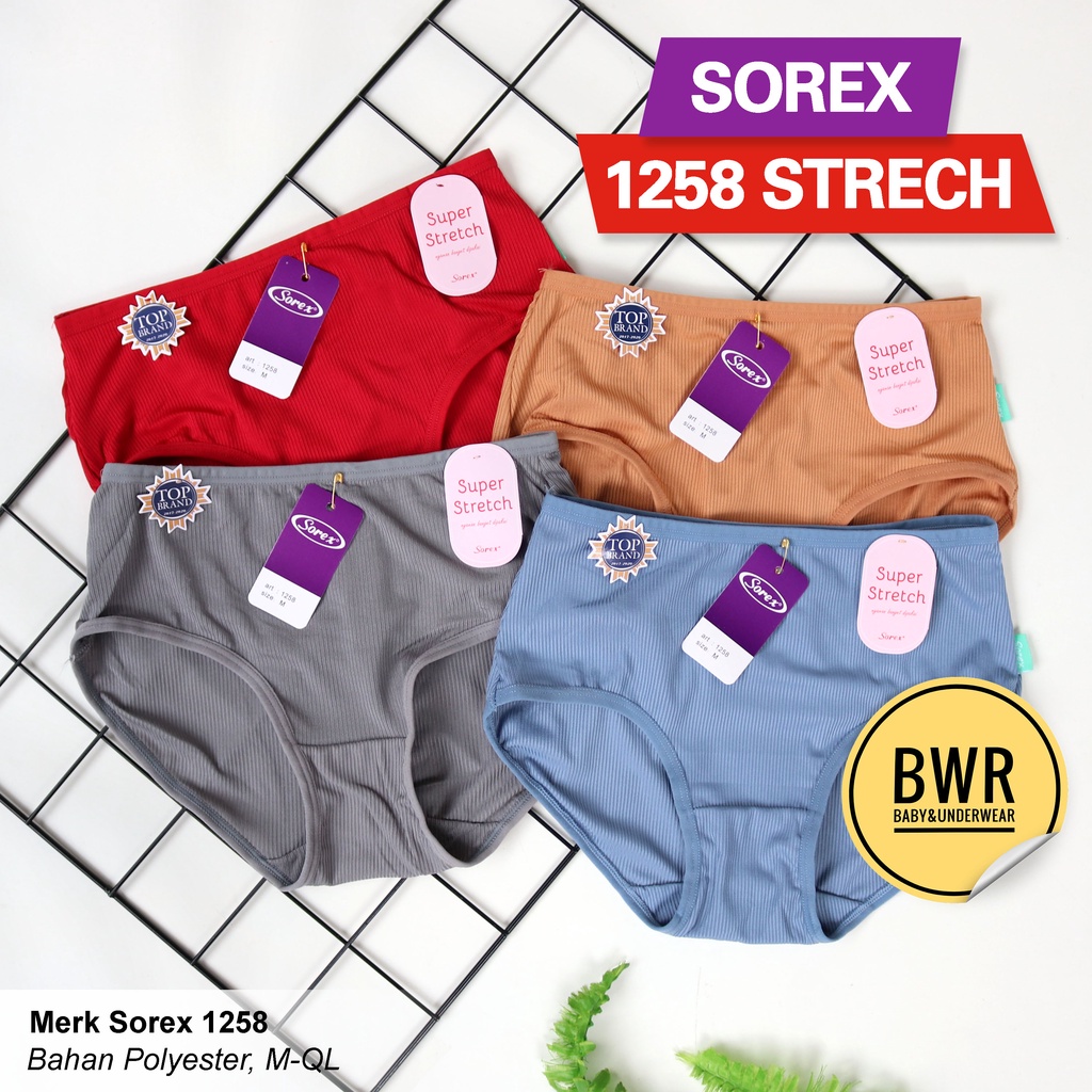 CD SOREX 1258 | Celana Dalam Wanita Salur Timbul karet kecil [VI W8/Z8] Superstretch