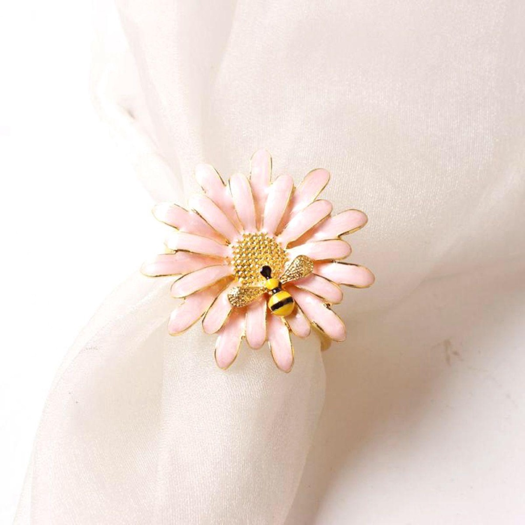 【 ELEGANT 】 Serbet Cincin Dekorasi Pesta Liburan Pernikahan Daisy Spring Serbet Gesper