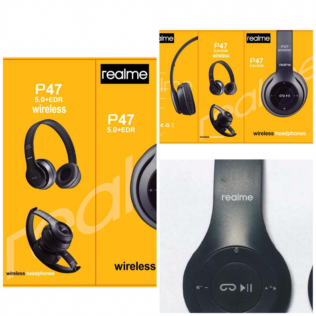 Headphone Bluetooth P47 Realme Wireless headphone earphone earpod headset handsfree music gaming