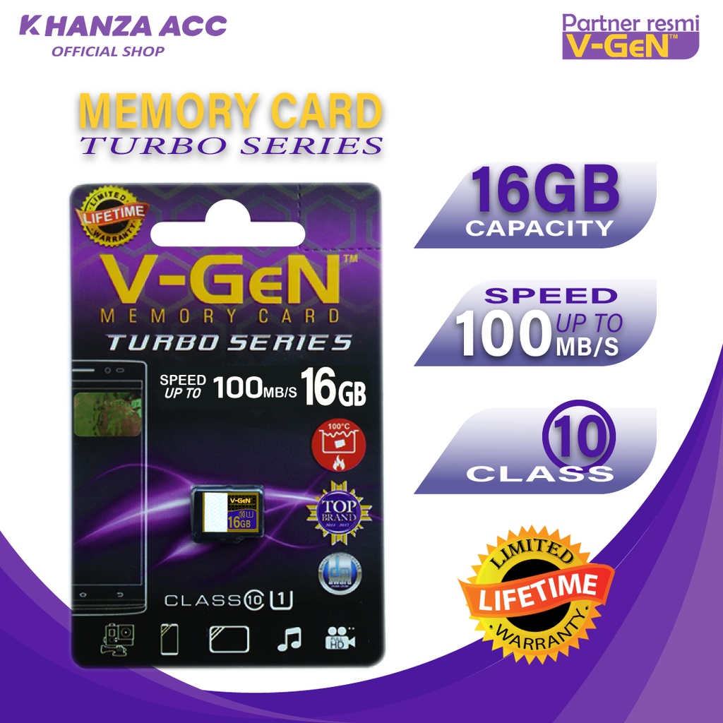 KHANZAACC VGEN 16GB Memory Hp Micro SD Class 10 Turbo Series