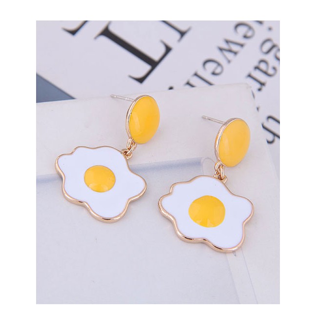 LRC Anting Tusuk Fashion Yellow Fried Egg Ear Studs A60205