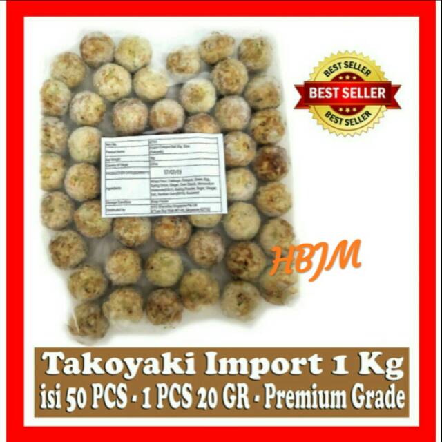 

TAKOYAKI IMPORT 1 KG isi 50 PCS - 1 PCS 20 GR - PREMIUM GRADE