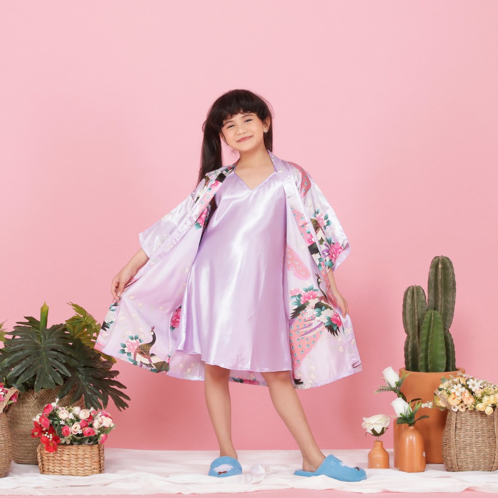 Daster Kimono Baju Anak Perempuan Bahan Satin Baju Tidur Piyama Anak YJ 280