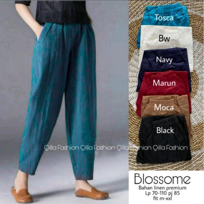 BLOSSOME PANTS CELANA LINEN QILLA  BAGGY PANTS HAREM PANTS