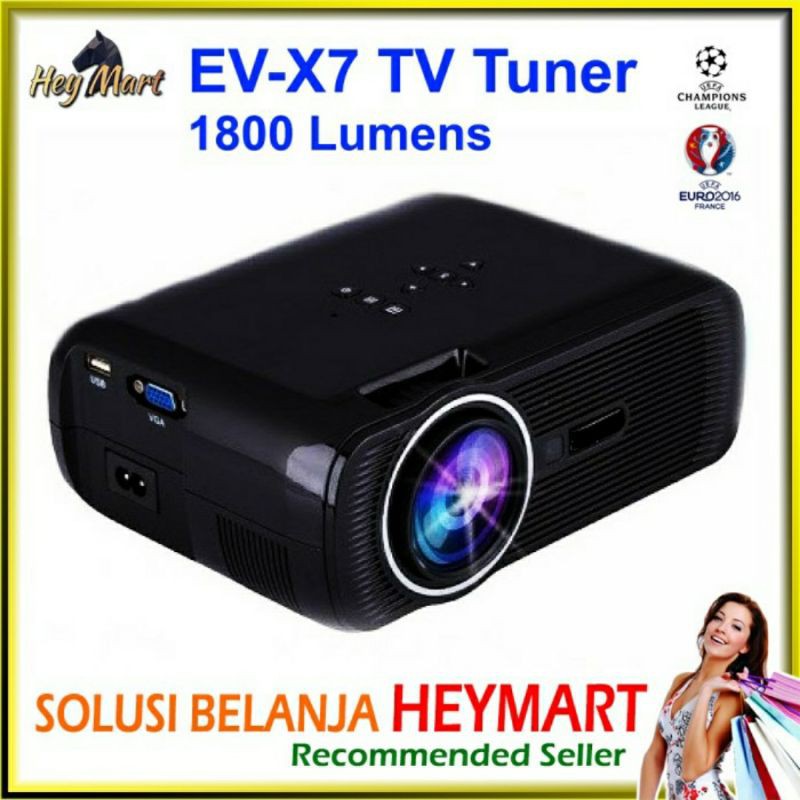Mini LED EV-X7 TV Projector Infocus 1800 Lumens Proyektor Infokus Nobar Bola VS UC46 Cheerlux C6