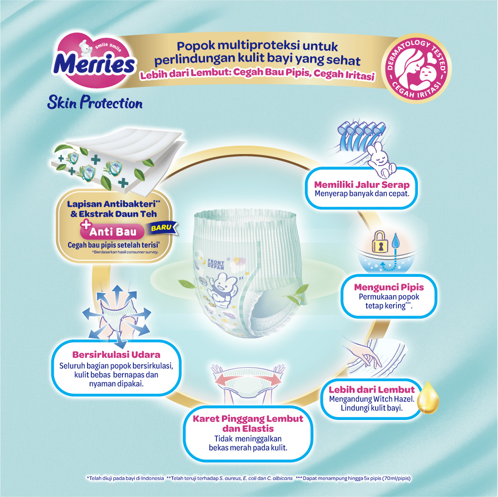 Merries Skin Protection Popok Perlengkapan Bayi Anti Bau Tipe Celana (15-25)kg XXL34