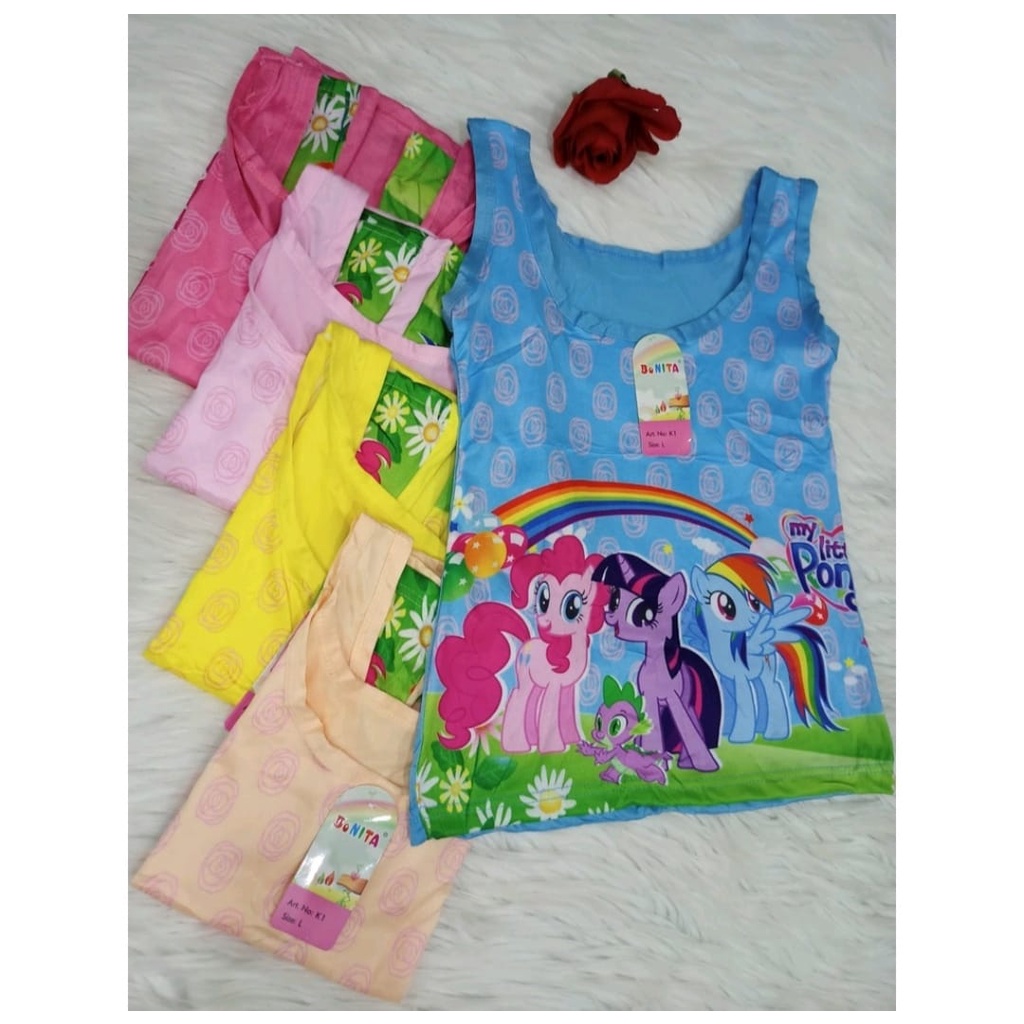 AZNASHOP.... 3 PCS SINGLET ANAK PEREMPUAN/TENGTOP ANAK CEWEK KARAKTER 3D