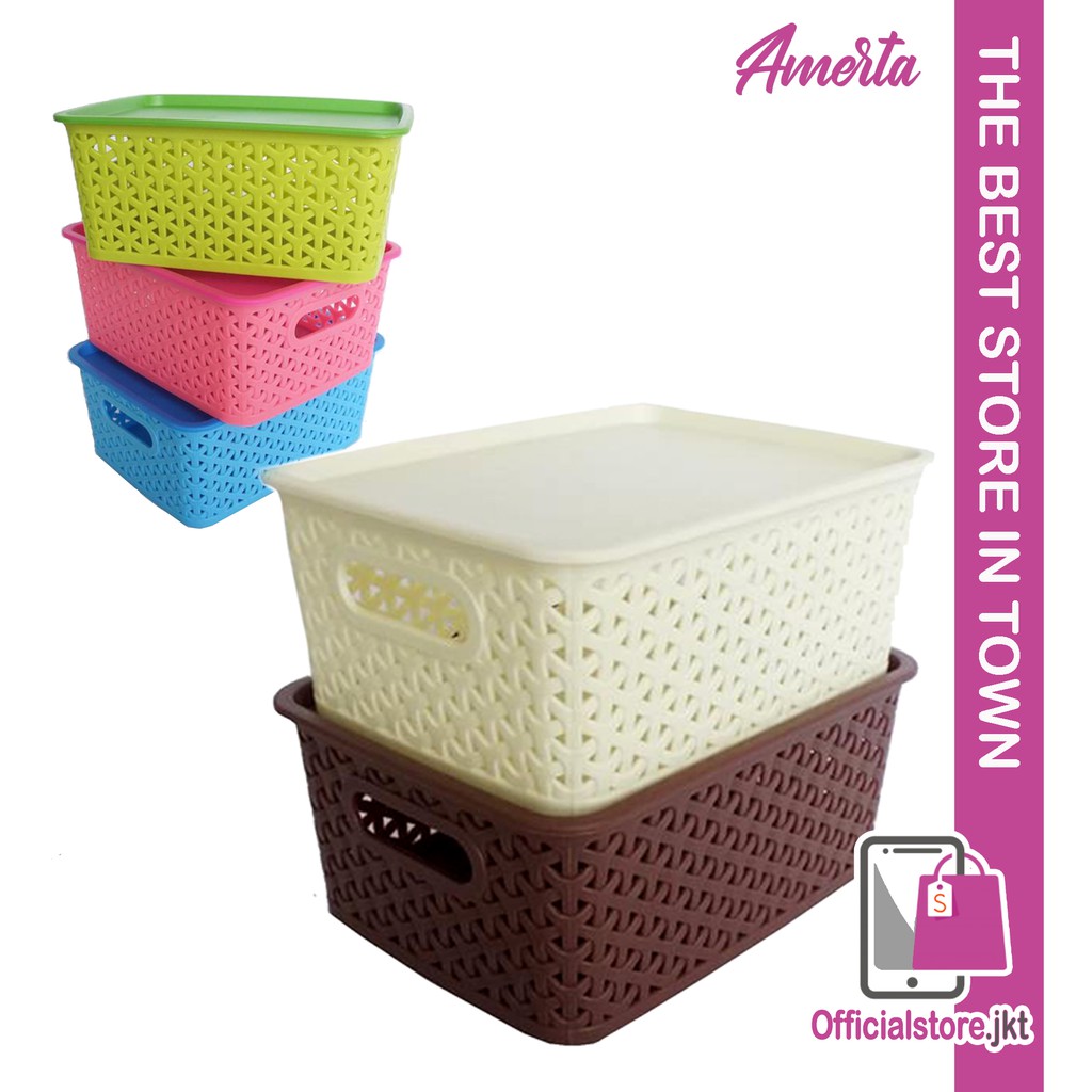 OSJ - Keranjang serbaguna dengan tutup ukuran S - Keranjang AMERTA
