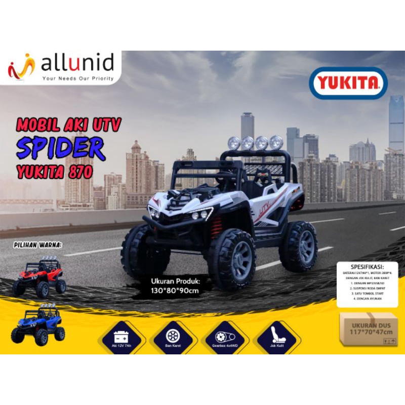 MOBIL AKI UTV SPIDER YUKITA 870 - MAINAN MOBIL AKI ANAK