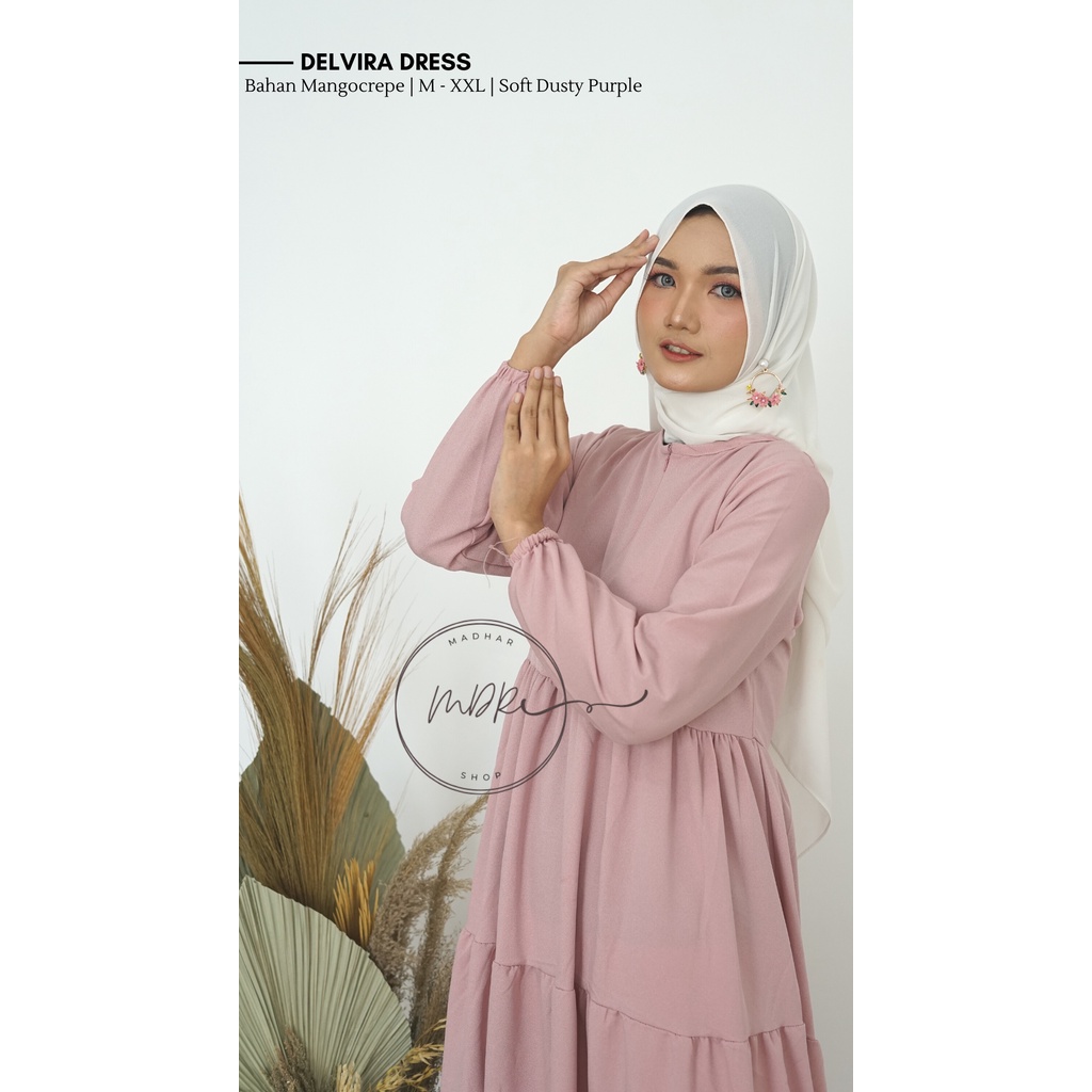 GAMIS WANITA BUSUI JUMBO Delvira Dress /Gamis Wanita Remaja Bahan Mango Creepe Terbaru Premium Adem Fit to XL / Fashion Muslim Kikinian Warna Army Mocca Hitam Dusty