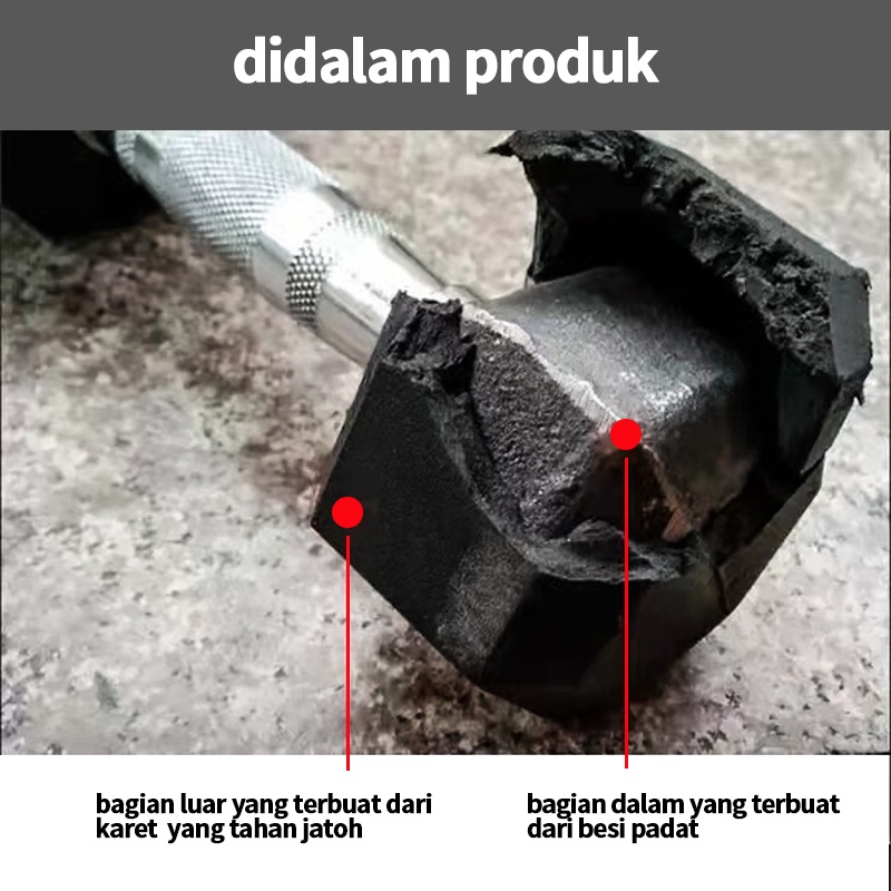 Hex Rubber Dumbell Hitam 5 Kg/Dumbell Karet Hexagonal 5 Kg/Barbel Karet Segi Enam 5 Kg