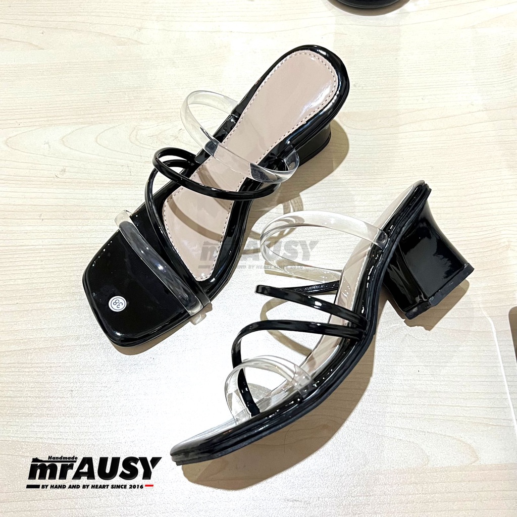 Sandal Wanita/Cewek Heels Tali Strap Jelly mrAUSY 5 cm Kombinasi