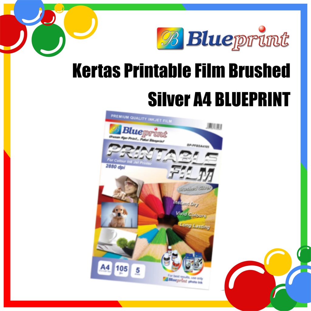 

Kertas Film / Brushed Silver Printable Film BLUEPRINT A4